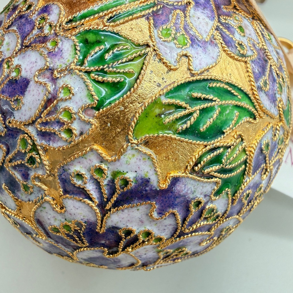 Vintage 1998 NYCO Nicki Yassaman Cloisonne Floral Ball Ornament w/ Tag - Picture 9 of 9